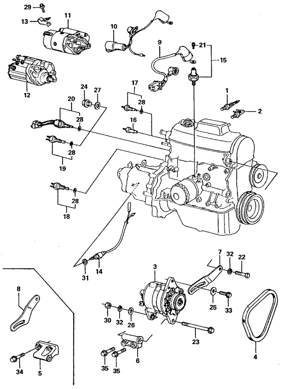 ENGINE/ALTERNATOR - STARTER MOTOR - TEMPERATURE SENSOR for 1982 Honda CIVIC SEDAN #1