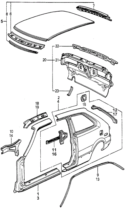 BODY / AIR CONDITIONING/BODY STRUCTURE COMPONENTS (2) for 1979 Honda ACCORD HATCHBACK #1