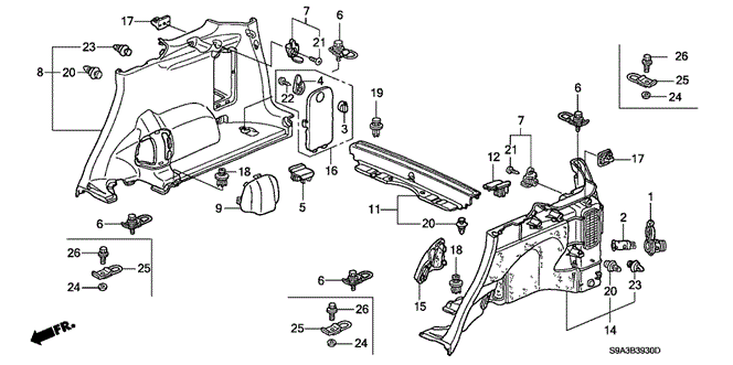 INTERIOR / BUMPER/SIDE LINING for 2002 Honda CR-V #1