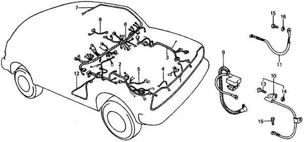 ELECTRICAL / EXHAUST / HEATER / FUEL/WIRE HARNESS (1) for 1977 Honda CIVIC HATCHBACK #1