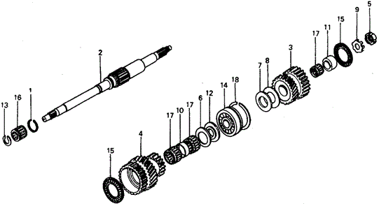TRANSMISSION - HONDAMATIC/HMT MAINSHAFT for 1978 Honda CIVIC 1200 HATCHBACK #1