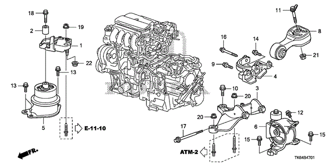 BODY / AIR CONDITIONING/ENGINE MOUNT (AT) for 2009 Honda FIT #1