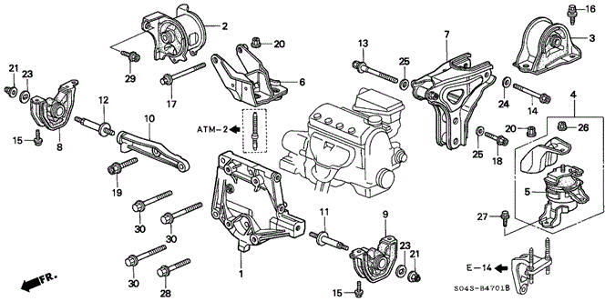 BODY / AIR CONDITIONING/AT ENGINE MOUNT (S4MA) for 1997 Honda CIVIC SEDAN #1