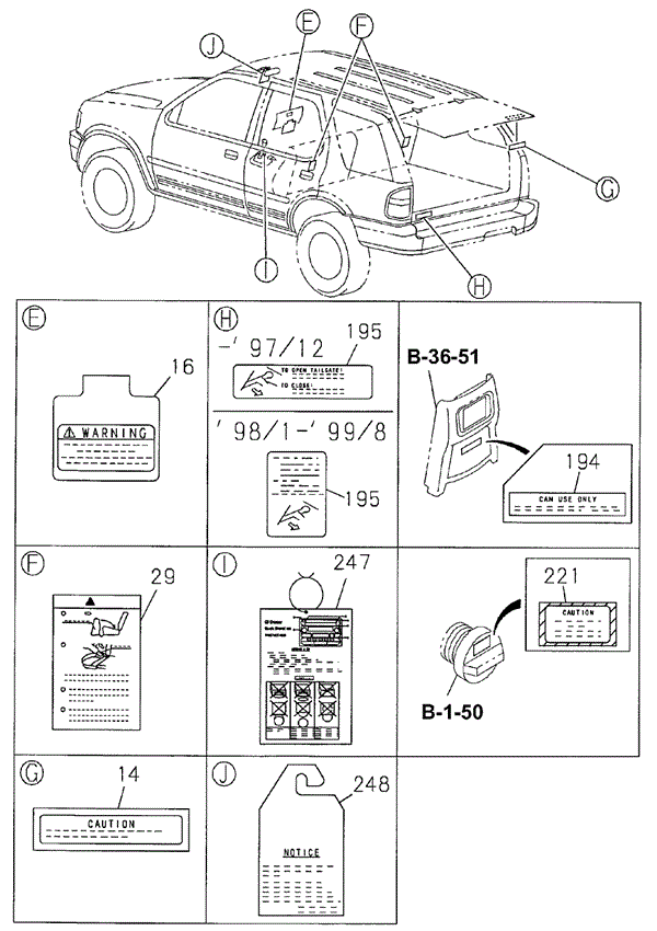 INTERIOR / BUMPER/CAUTION PLATE - LABEL (2) for 1999 Honda PASSPORT #1