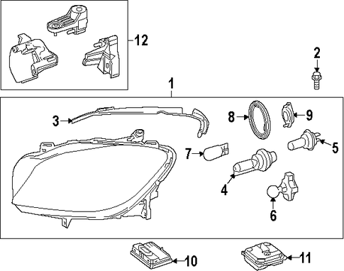 GL550 HEADLAMP COMPONENTS