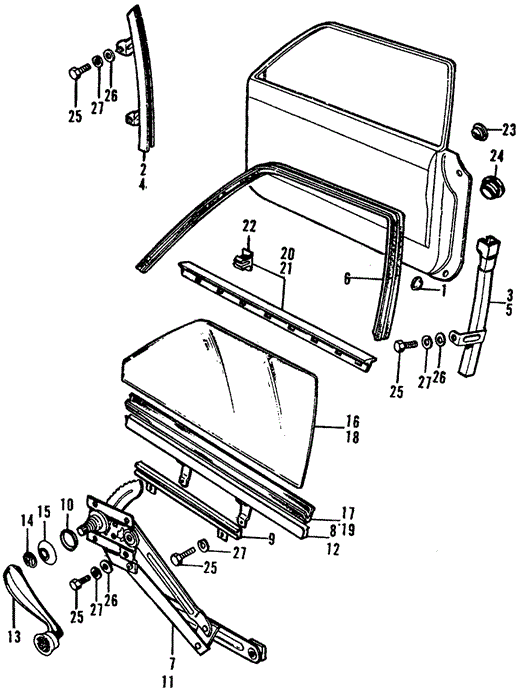 BODY / AIR CONDITIONING/DOOR WINDOW for 1975 Honda CIVIC 1200 HATCHBACK #1