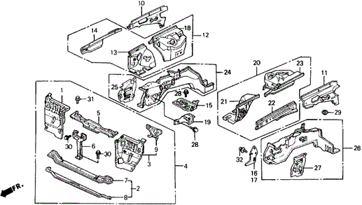 BODY / AIR CONDITIONING/FRONT BULKHEAD for 1989 Honda PRELUDE #1