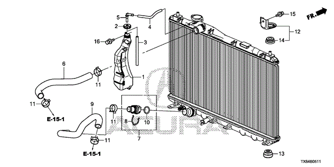 ILX RADIATOR HOSE - RESERVE TANK (2.4L) (1)