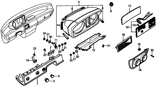 INTERIOR / BUMPER/SWITCH PANEL - METER HOUSING for 1976 Honda CIVIC HATCHBACK #1