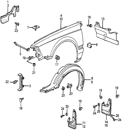 BODY / AIR CONDITIONING/FRONT FENDER for 1982 Honda ACCORD HATCHBACK #1