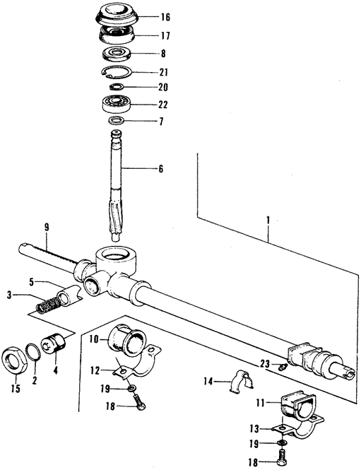 CHASSIS/STEERING GEAR BOX for 1973 Honda CIVIC 1200 COUPE #1