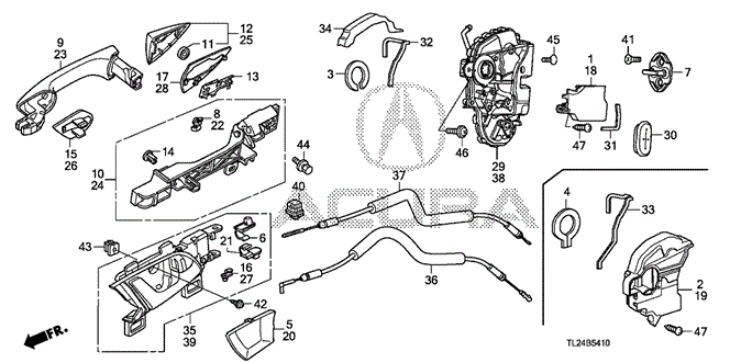 TSX SEDAN REAR DOOR LOCKS - OUTER HANDLE