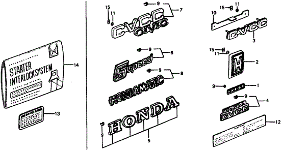INTERIOR / BUMPER/EMBLEMS for 1977 Honda CIVIC COUPE #1