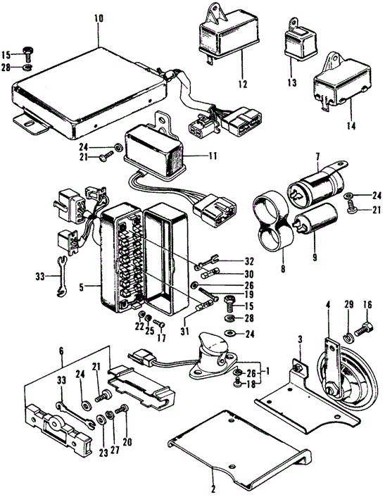 ELECTRICAL / EXHAUST / HEATER / FUEL/FUSE BOX - HORN for 1975 Honda CIVIC 1200 HATCHBACK #1