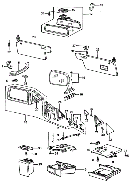 INTERIOR / BUMPER/INTERIOR ACCESSORIES - DOOR MIRROR for 1982 Honda CIVIC SEDAN #1