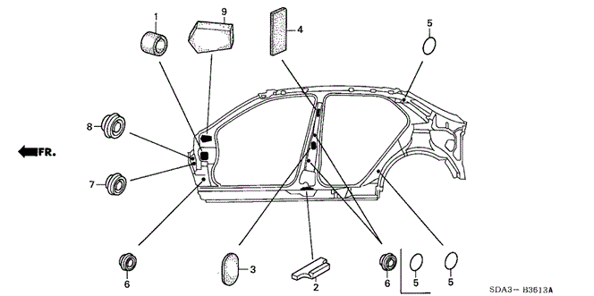 INTERIOR / BUMPER/GROMMET (SIDE) for 2004 Honda ACCORD SEDAN #1