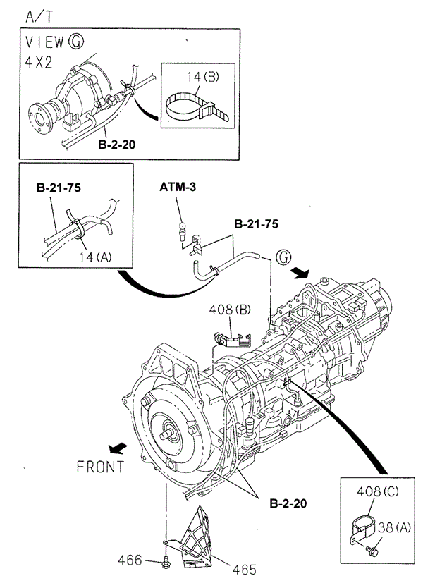 ELECTRICAL / EXHAUST / HEATER / FUEL/WIRE HARNESS BRACKET (TRANSMISSION) (2) for 1999 Honda PASSPORT #1