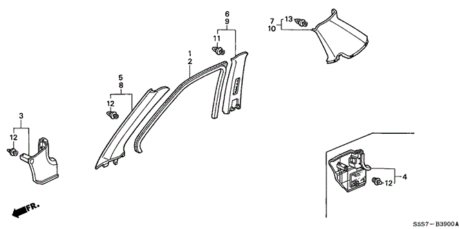 INTERIOR / BUMPER/PILLAR GARNISH for 2003 Honda CIVIC HATCHBACK #1