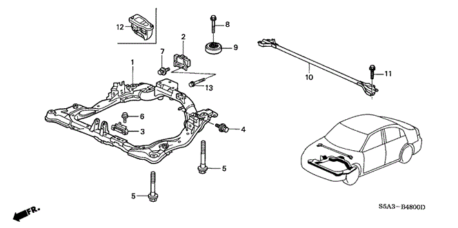 BODY / AIR CONDITIONING/REAR BEAM for 2003 Honda CIVIC SEDAN #1