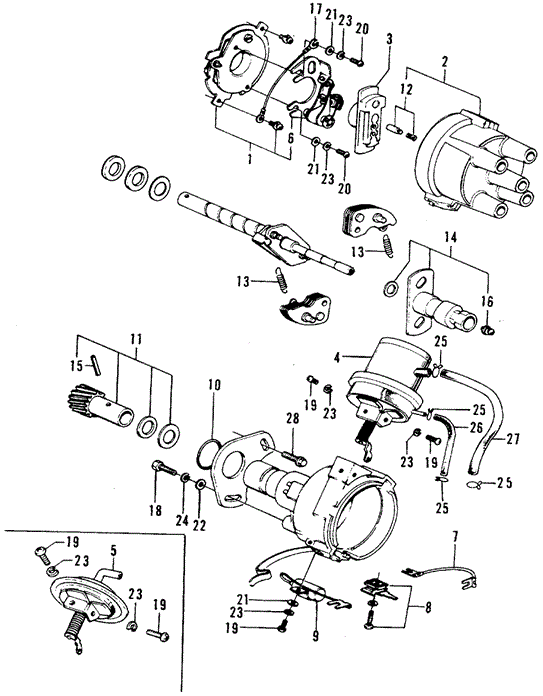 ENGINE/DISTRIBUTOR COMPONENTS for 1975 Honda CIVIC 1200 HATCHBACK #1