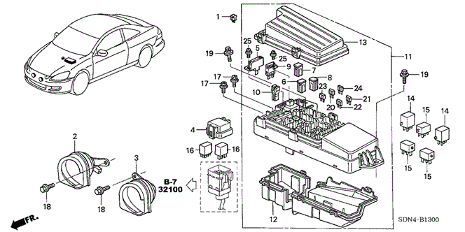 ELECTRICAL / EXHAUST / HEATER / FUEL/CONTROL UNIT (ENGINE ROOM) for 2003 Honda ACCORD COUPE #1