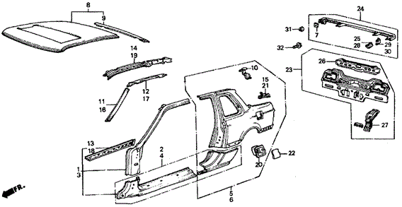 BODY / AIR CONDITIONING/OUTER PANEL for 1985 Honda PRELUDE #1