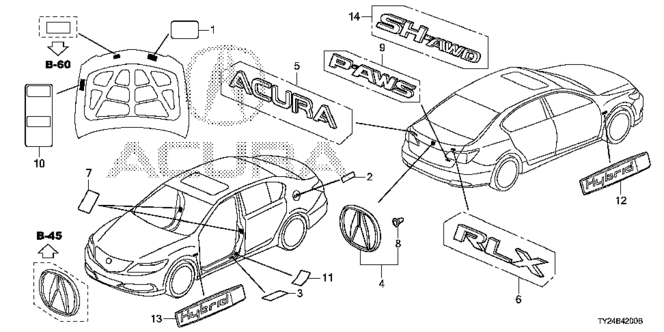INTERIOR / BUMPER/EMBLEMS - CAUTION LABELS for 2014 Acura RLX #1