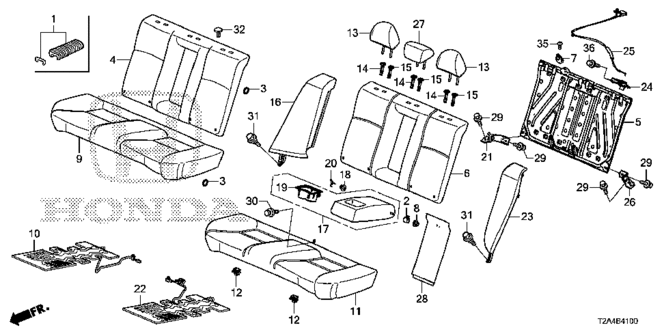 INTERIOR / BUMPER/REAR SEAT (TS TECH) for 2013 Honda ACCORD SEDAN #1