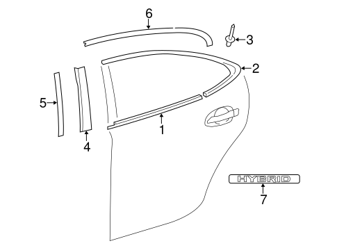 ES350 EXTERIOR TRIM - REAR DOOR