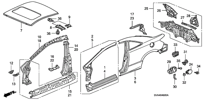 BODY / AIR CONDITIONING/OUTER PANEL - REAR PANEL for 2006 Honda CIVIC COUPE #1