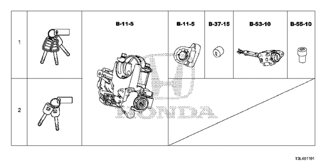 ACCORD COUPE KEY CYLINDER SET