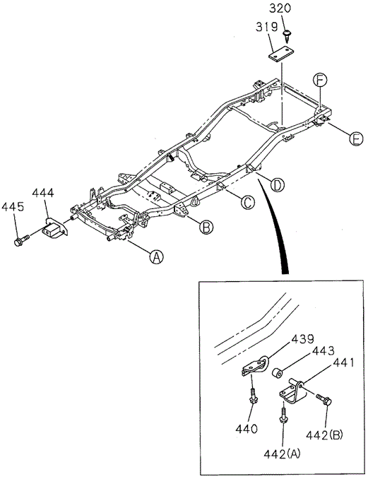 CHASSIS/CAB MOUNTING (1) (FRAME SIDE) for 1995 Honda PASSPORT #1