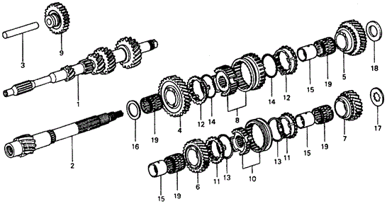 TRANSMISSION - MANUAL/4MT TRANSMISSION GEARS for 1976 Honda CIVIC COUPE #1