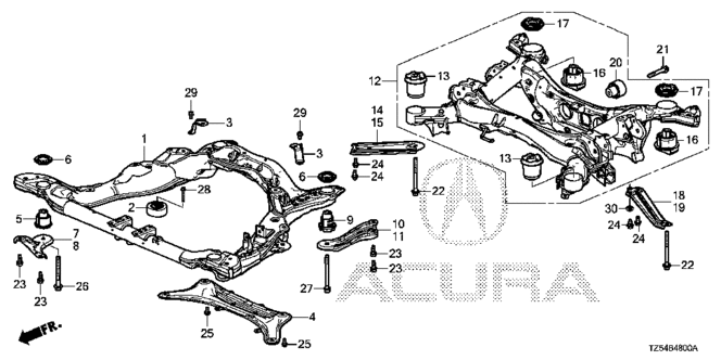 BODY / AIR CONDITIONING/FRONT SUB FRAME - REAR BEAM for 2014 Acura MDX #1