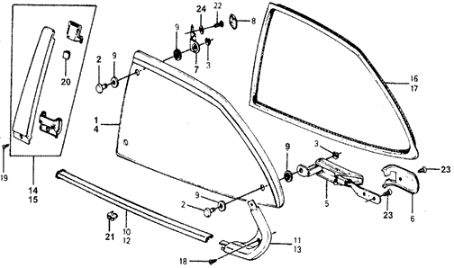 BODY / AIR CONDITIONING/QUARTER WINDOW for 1978 Honda ACCORD HATCHBACK #1