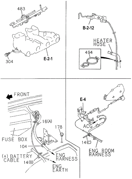 ELECTRICAL / EXHAUST / HEATER / FUEL/WIRING HARNESS CLIPS (DX) for 1996 Honda PASSPORT #1