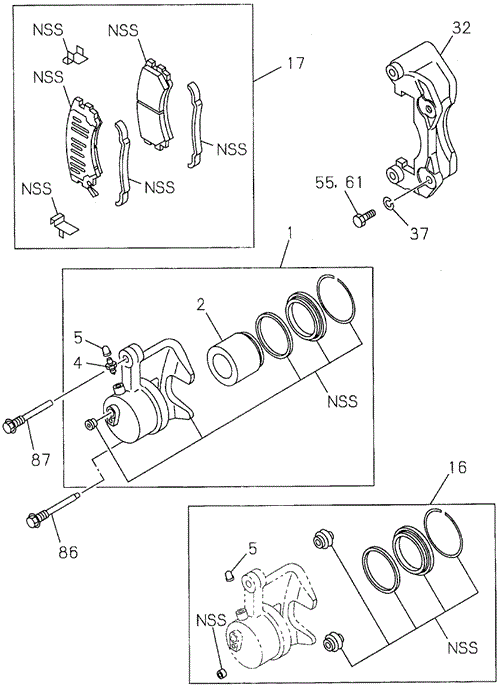 CHASSIS/FRONT DISK BRAKE CALIPER for 1997 Honda PASSPORT #1