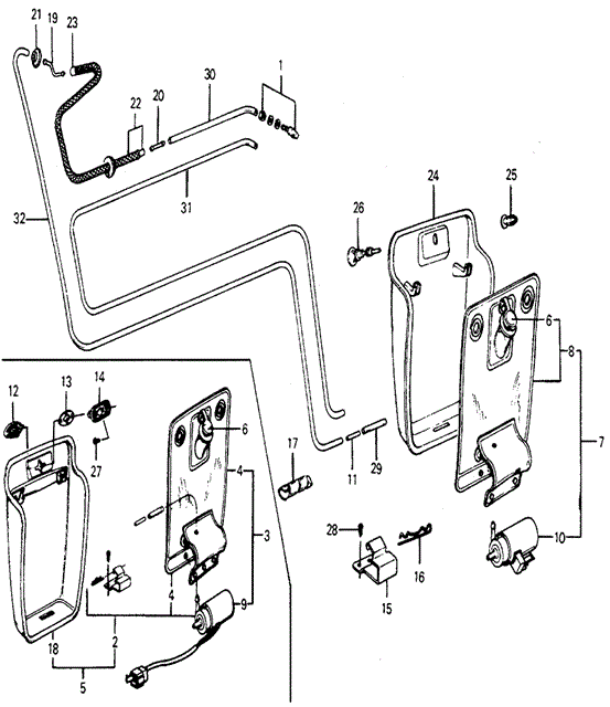 BODY / AIR CONDITIONING/REAR WINDOW WASHER & MOTOR for 1975 Honda CIVIC 1200 HATCHBACK #1