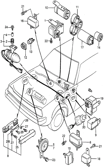 ELECTRICAL / EXHAUST / HEATER / FUEL/MAIN FUSE BOX - HORN for 1980 Honda ACCORD HATCHBACK #1