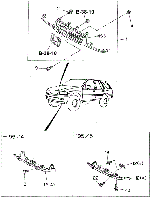 INTERIOR / BUMPER/FRONT GRILLE for 1995 Honda PASSPORT #1