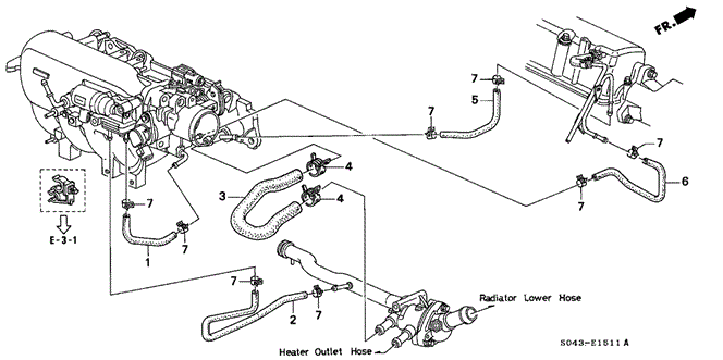 ENGINE/WATER HOSE (2) for 1996 Honda CIVIC SEDAN #1