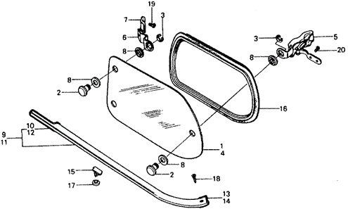 1978 Honda CIVIC 1200 COUPE HINGE, QUARTER GLASS - (73611634000) 1978 Honda CIVIC 1200 COUPE HINGE, QUARTER GLASS - (73611634000)