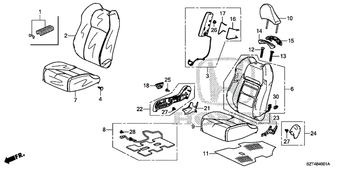 INTERIOR / BUMPER/FRONT SEAT (R.) for 2011 Honda CR-Z #1