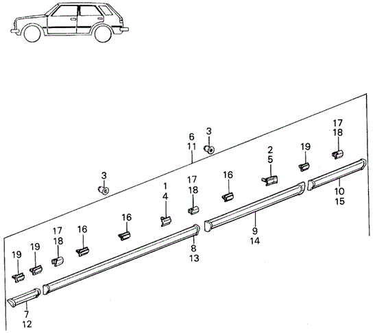 BODY / AIR CONDITIONING/SIDE PROTECTOR (2) for 1983 Honda CIVIC 5-DOOR #1