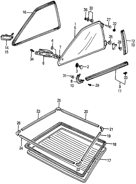 BODY / AIR CONDITIONING/QUARTER WINDOW - TAILGATE WINDOW for 1983 Honda ACCORD HATCHBACK #1