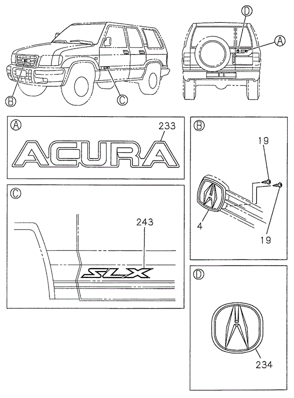 INTERIOR / BUMPER/EMBLEM - NAME PLATE for 1998 Acura SLX #1