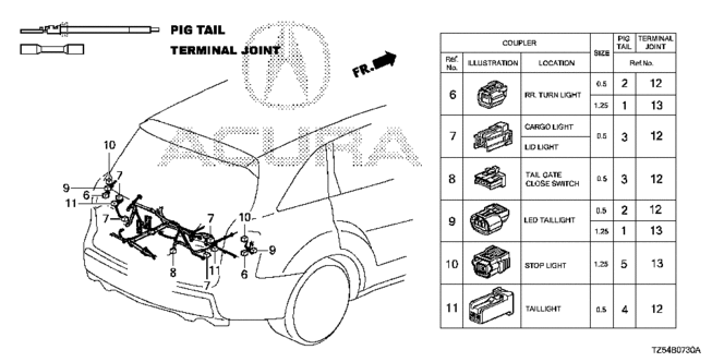 ELECTRICAL / EXHAUST / HEATER / FUEL/ELECTRICAL CONNECTORS (RR.) for 2014 Acura MDX #1