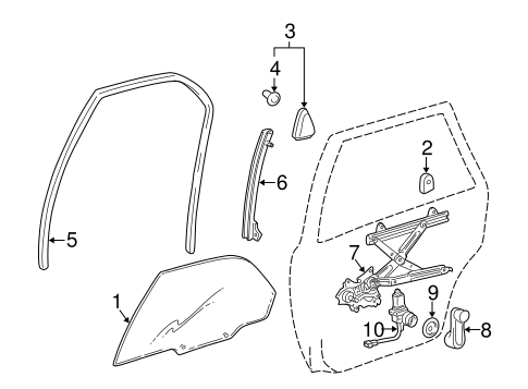 Camry GLASS - REAR DOOR