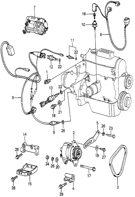 ENGINE/ALTERNATOR - STARTER - SENSOR (2) for 1981 Honda ACCORD SEDAN #1