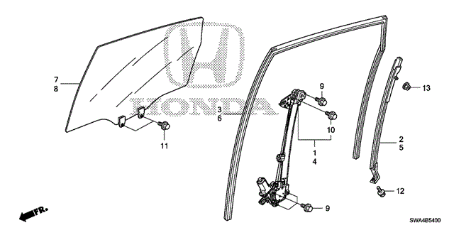 BODY / AIR CONDITIONING/REAR DOOR WINDOWS - REGULATOR for 2011 Honda CR-V #1